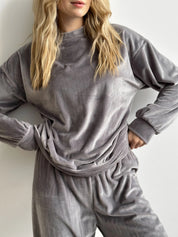 Suit velour (plush) pants + gray jacket