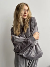 Suit velour (plush) pants + gray jacket