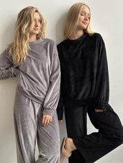 Suit velour (plush) pants + gray jacket