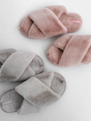 Women's slippers HS-LUX fur cross pink