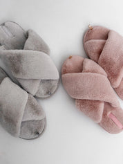 Women's slippers HS-LUX fur cross pink