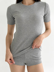 Ribbed T-shirt,anthracite