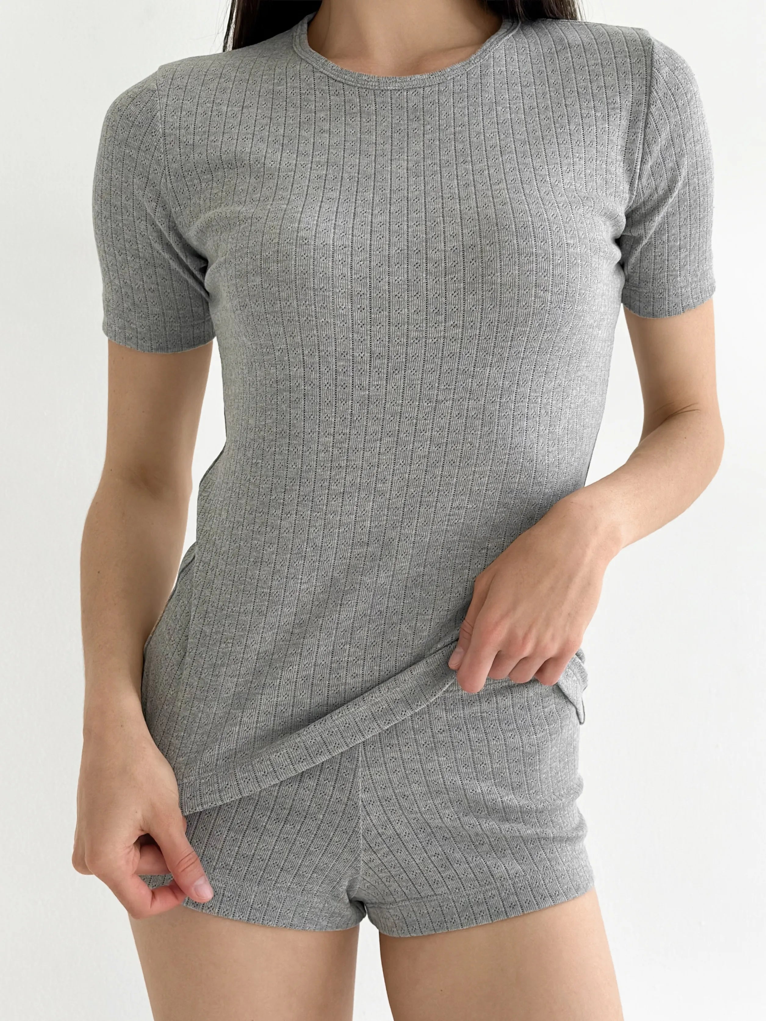 Ribbed T-shirt,anthracite