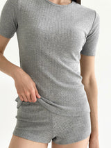 Ribbed T-shirt,anthracite