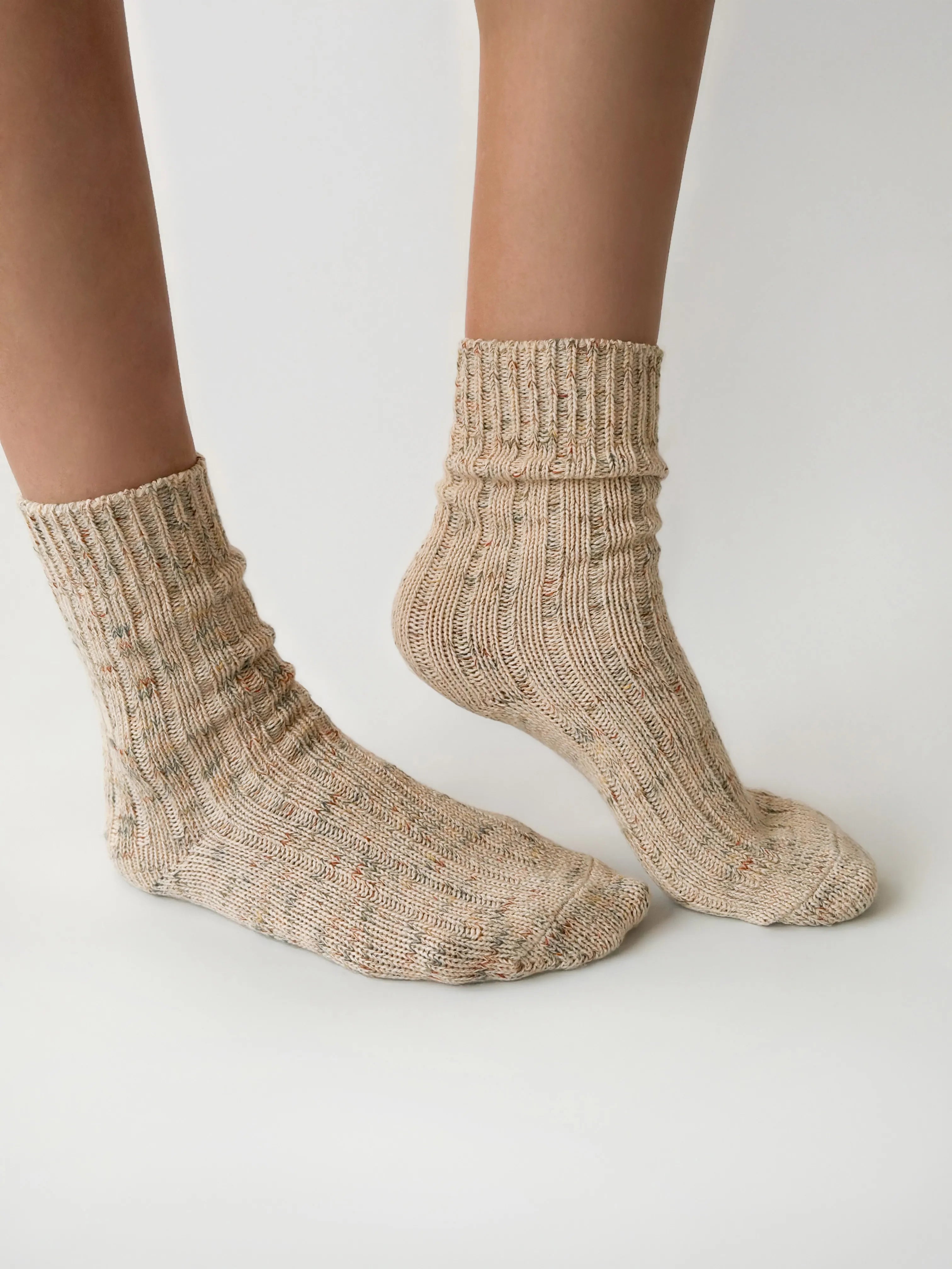 Melange unbleached green socks