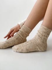Melange unbleached green socks