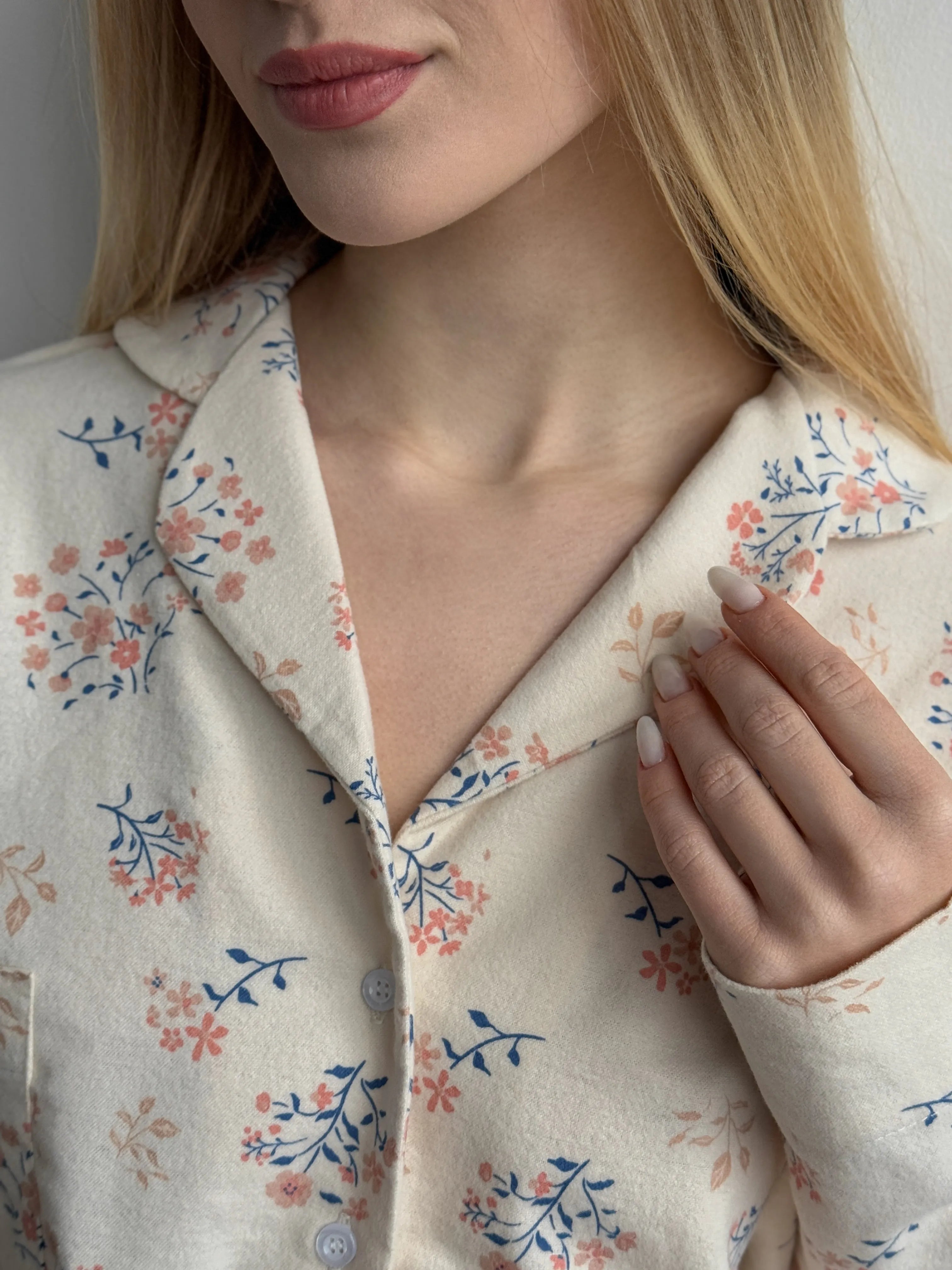 Flannel pajama set milky "twig"