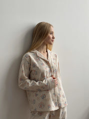 Flannel pajama set milky "twig"