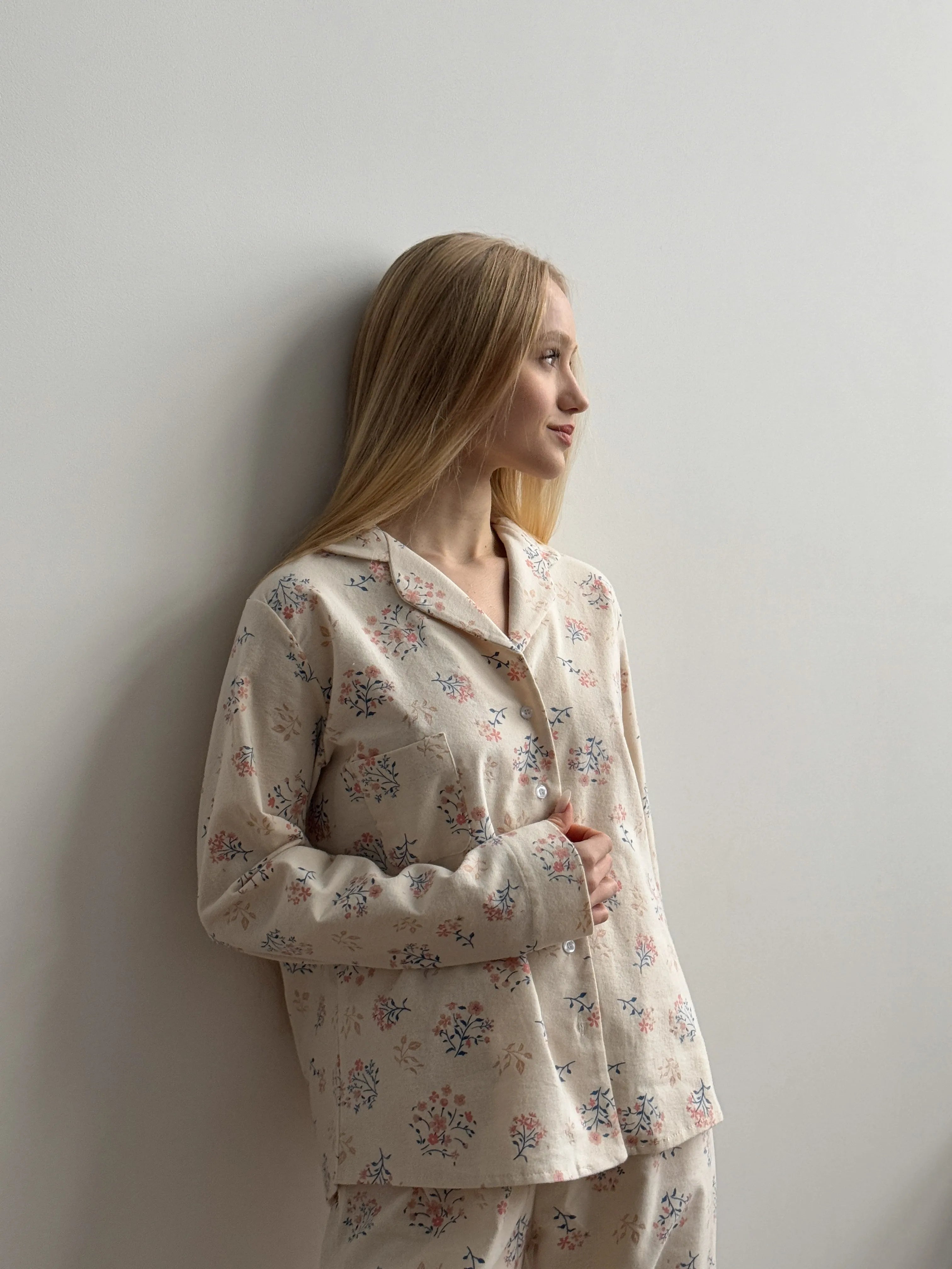 Flannel pajama set milky "twig"
