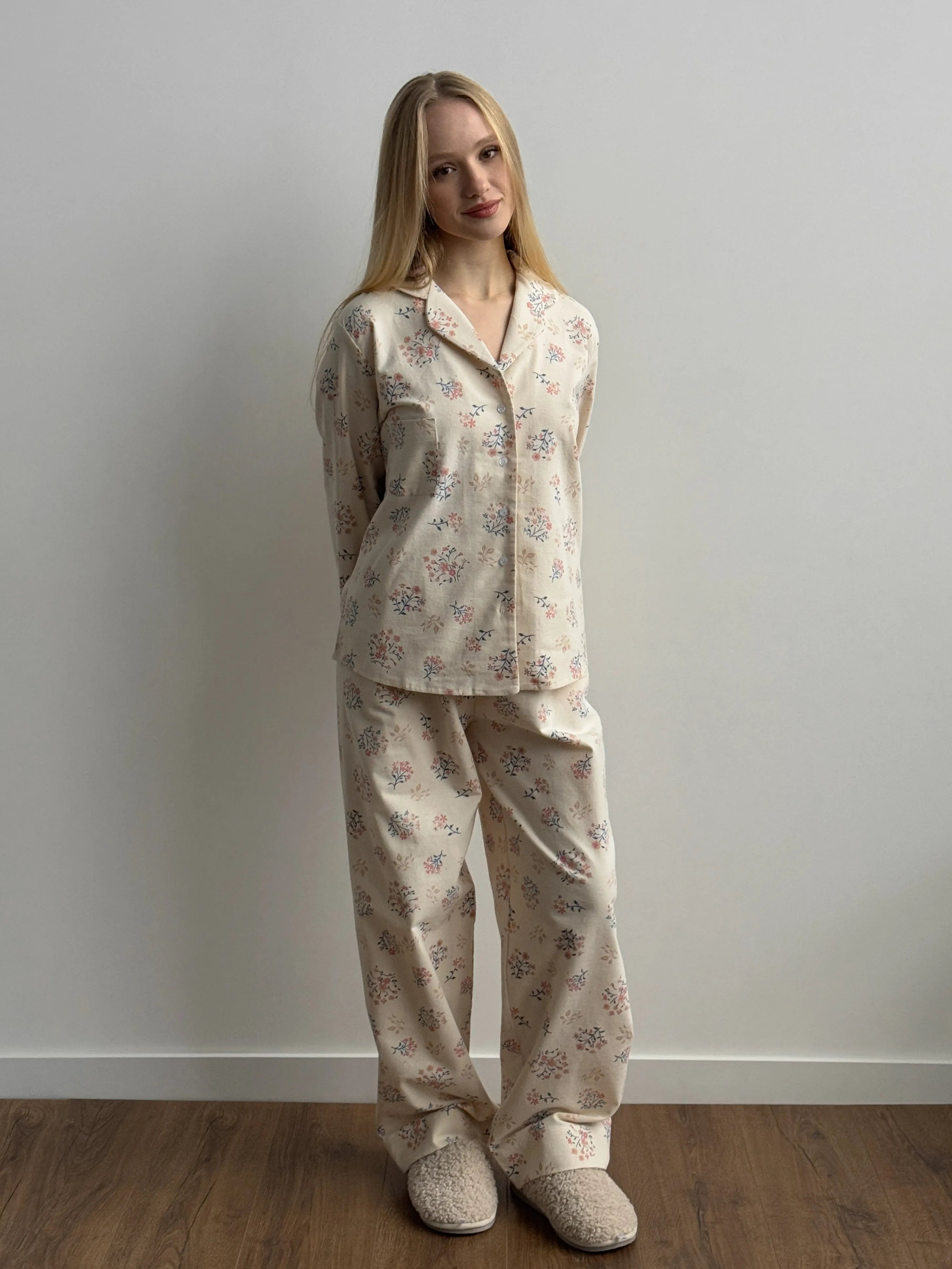 Flannel pajama set milky "twig"