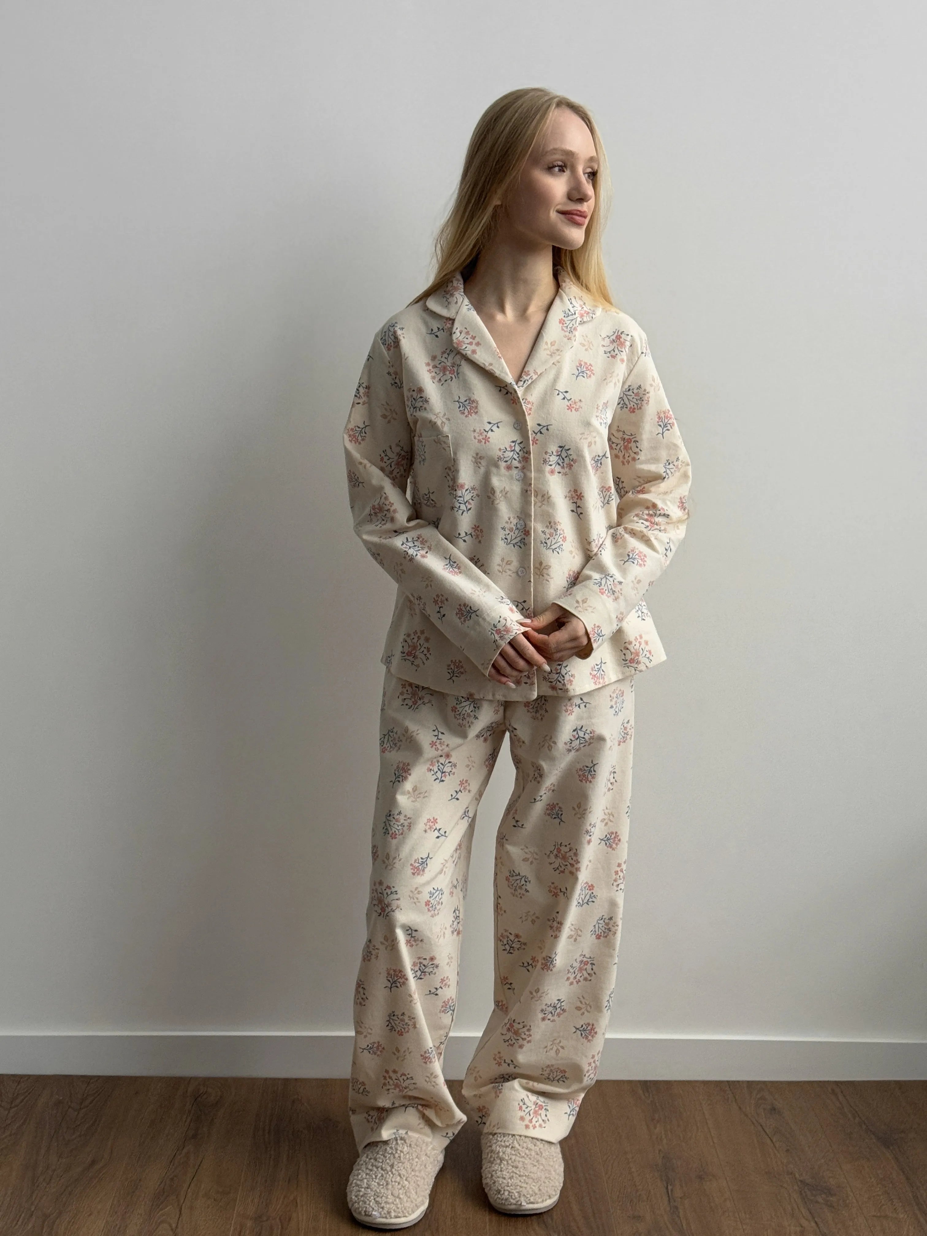 Flannel pajama set milky "twig"