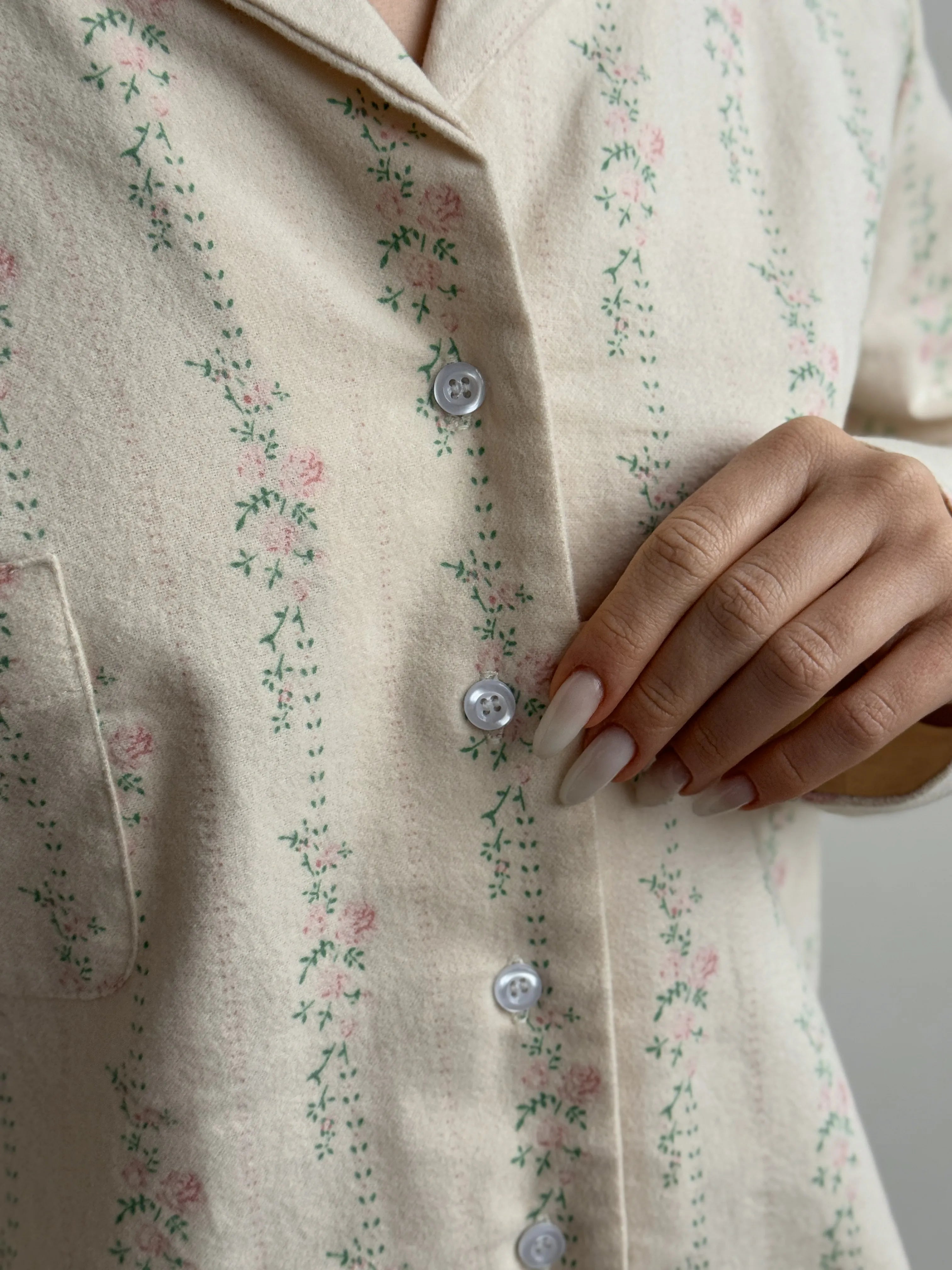 Flannel pajama set milky "flower"