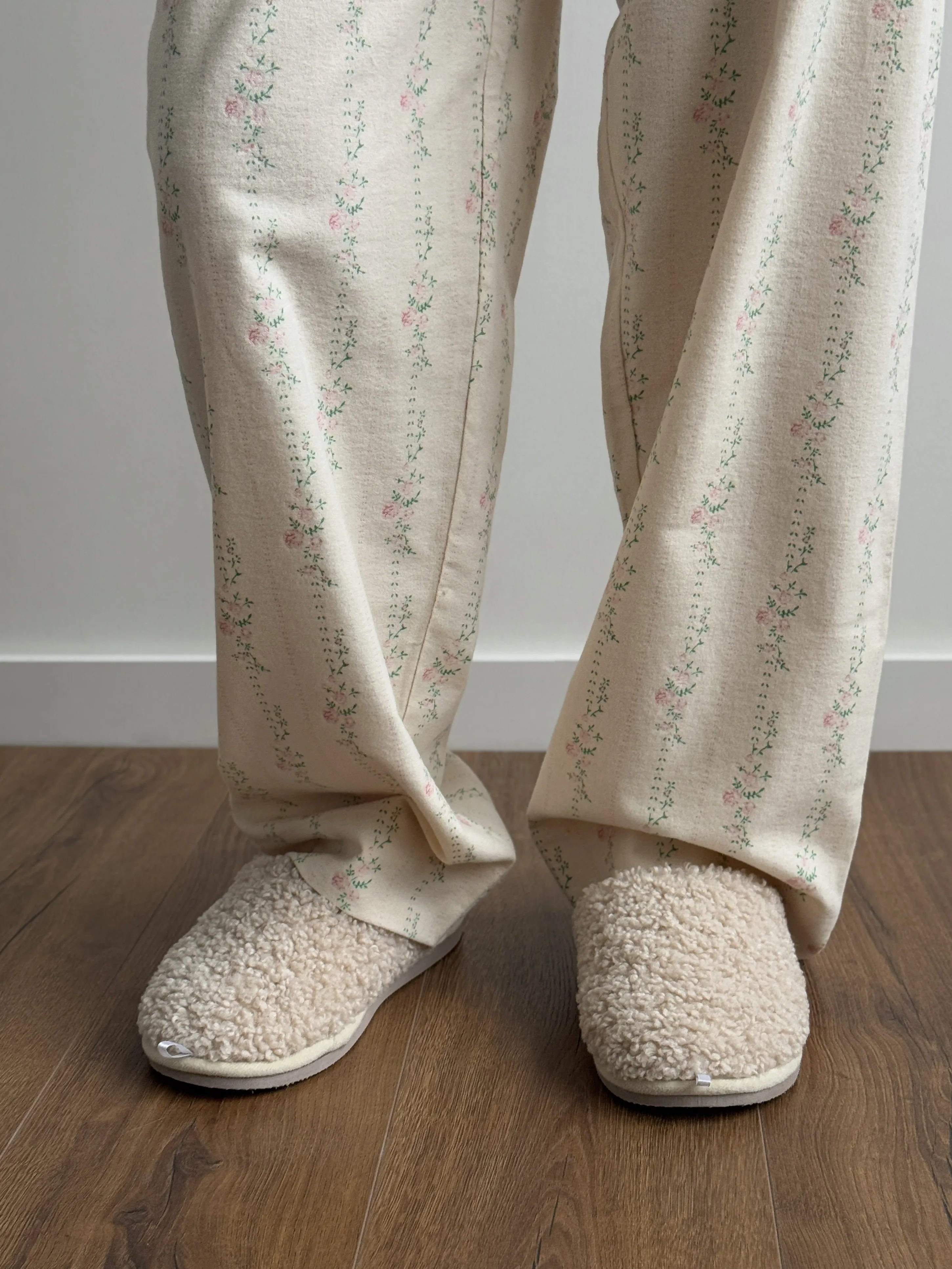 Flannel pajama set milky "flower"