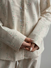 Flannel pajama set milky "flower"