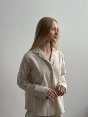 Flannel pajama set milky "flower"
