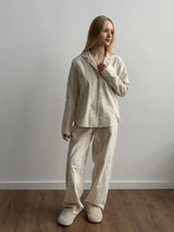 Flannel pajama set milky "flower"