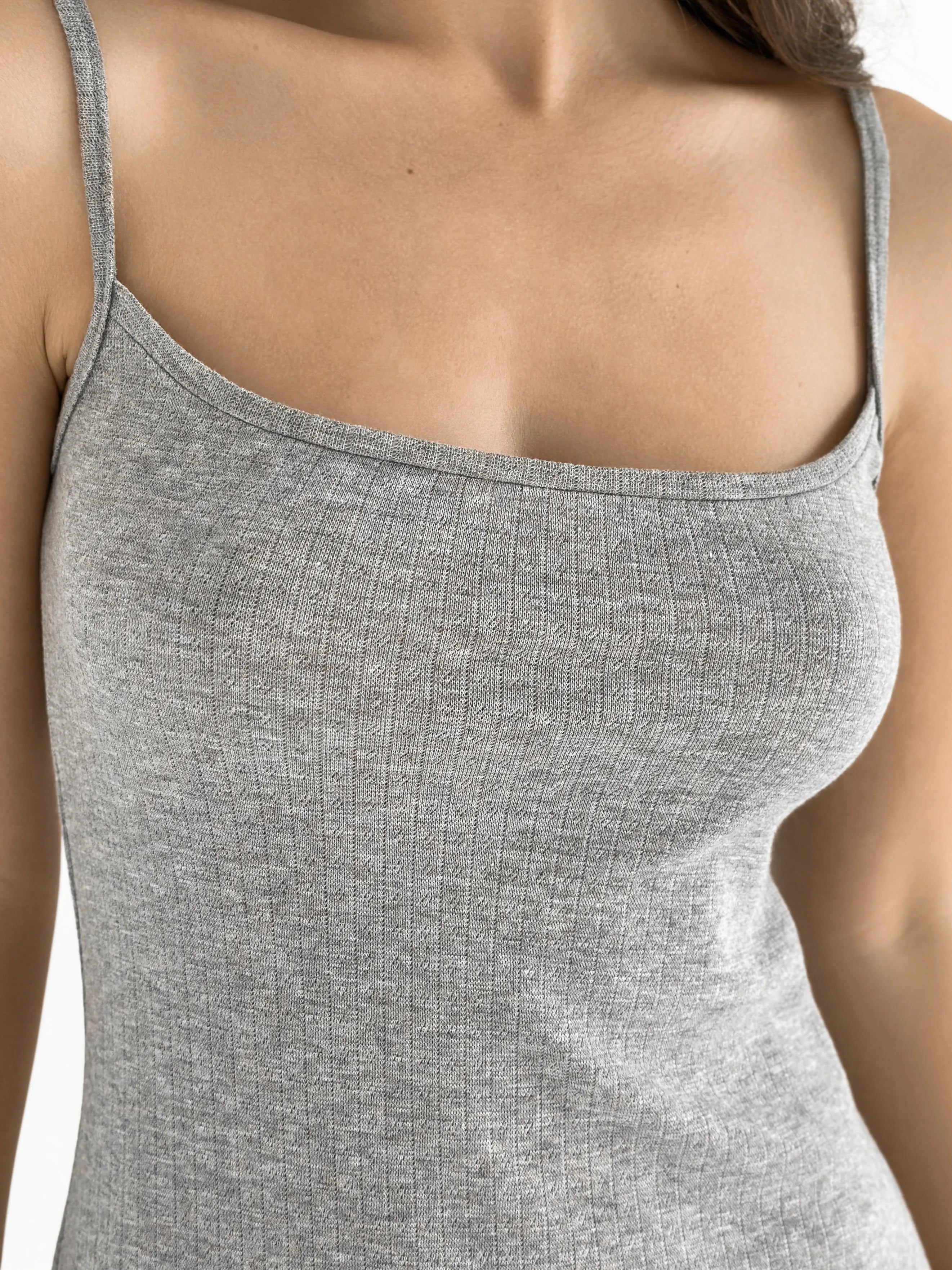 Ribbed sleep dress with ruffles anthracite