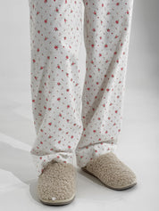 Flannel pajama set white "rose"