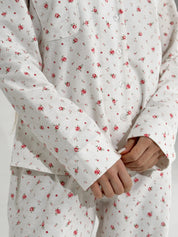 Flannel pajama set white "rose"