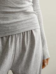 Ribbed longsleeve melange gray (without button)