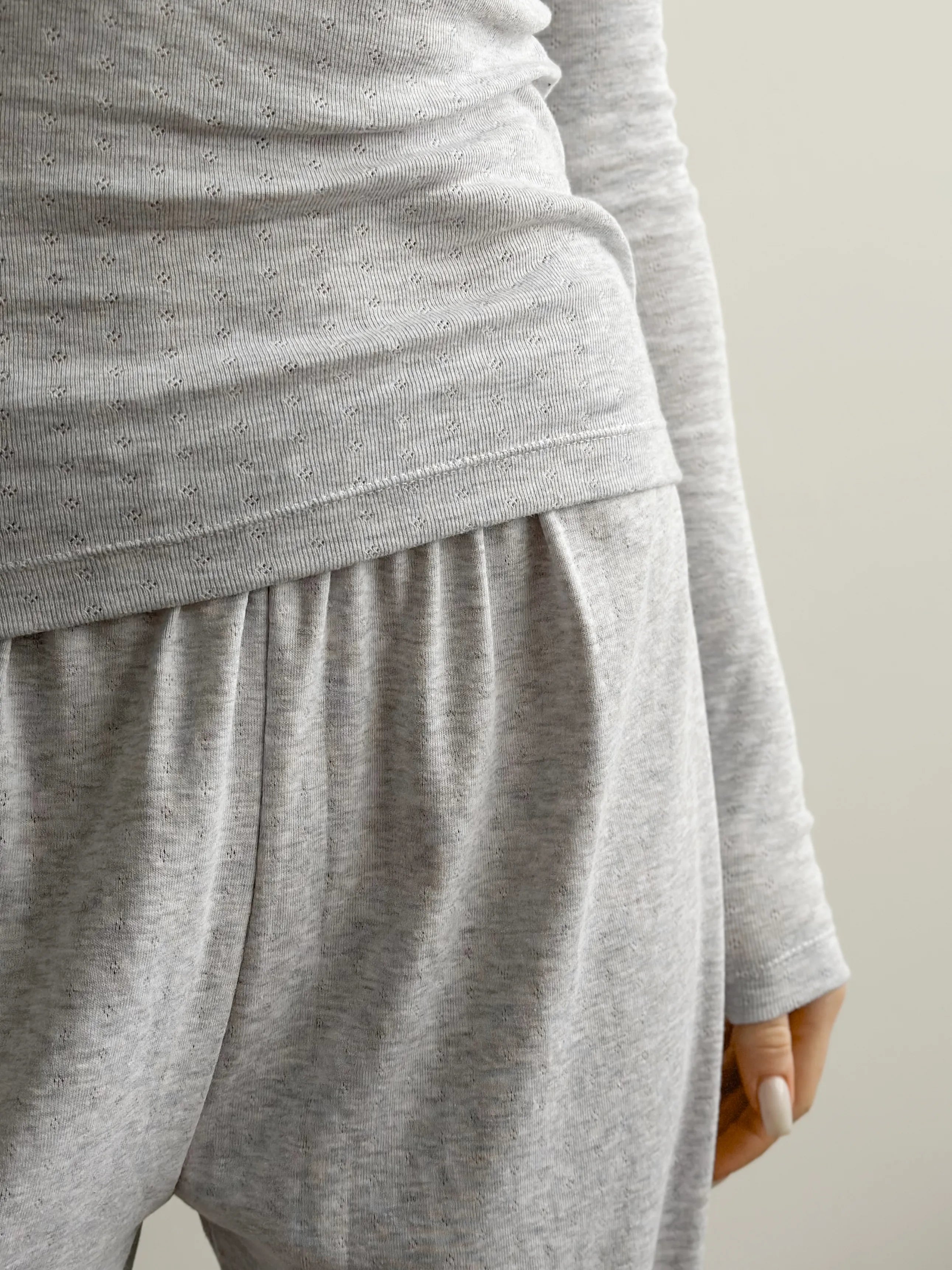 Ribbed longsleeve melange gray (without button)