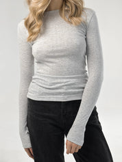 Ribbed longsleeve melange gray (without button)