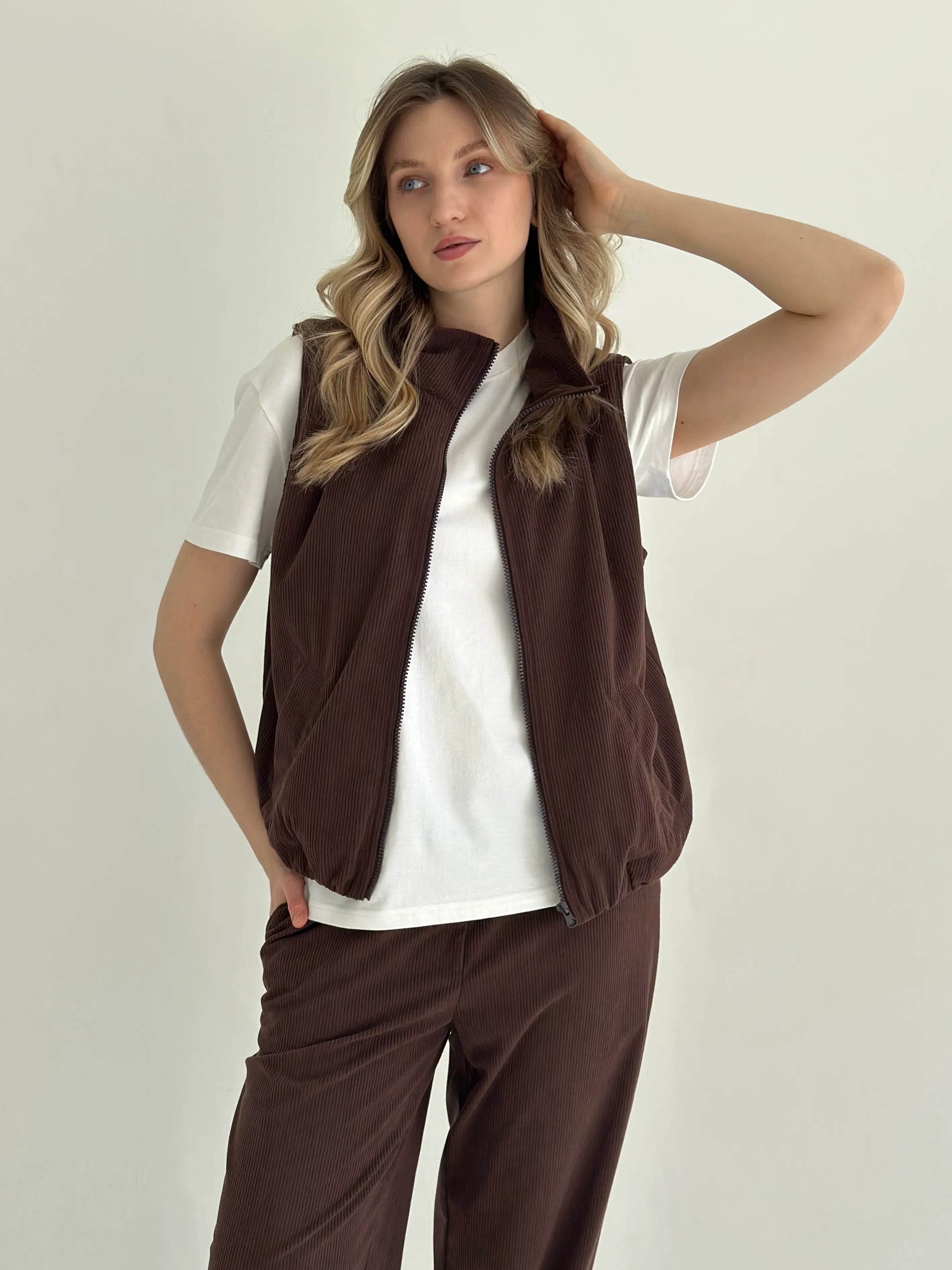 Brown velvet vest