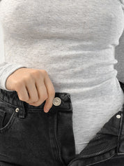 Ribbed longsleeve melange gray (without button)