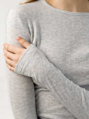 Ribbed longsleeve melange gray (without button)