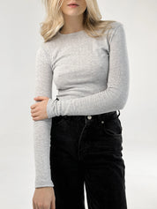 Ribbed longsleeve melange gray (without button)