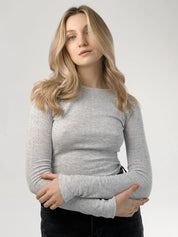 Ribbed longsleeve melange gray (without button)
