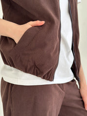 Brown velvet vest