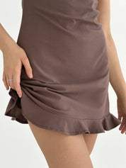 Knitwear Coolir sleep dress with ruffles chocolate