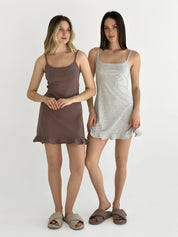 Knitwear Coolir sleep dress with ruffles chocolate