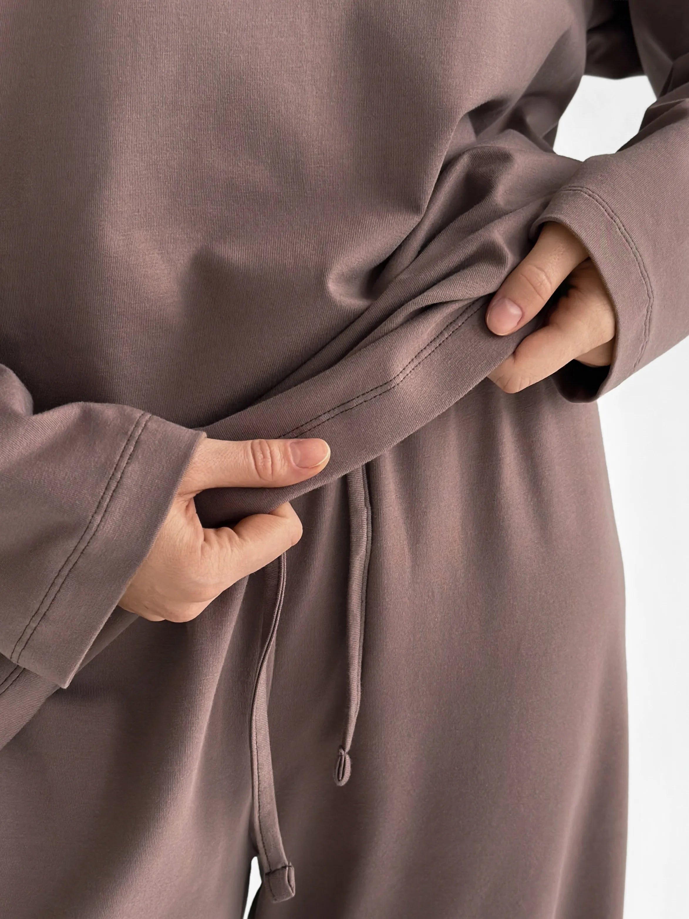 Knitwear Coolir set of long sleeves wide and pants chocolate
