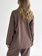 Knitwear Coolir set of long sleeves wide and pants chocolate