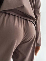 Knitwear Coolir set of long sleeves wide and pants chocolate