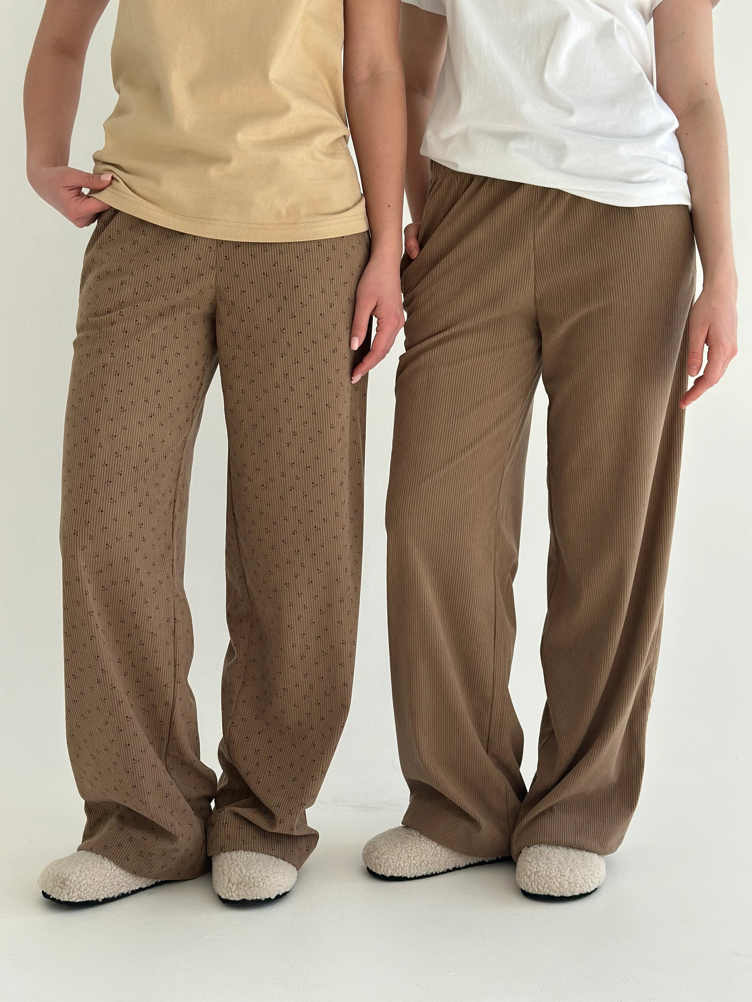 Beige straight corduroy pants