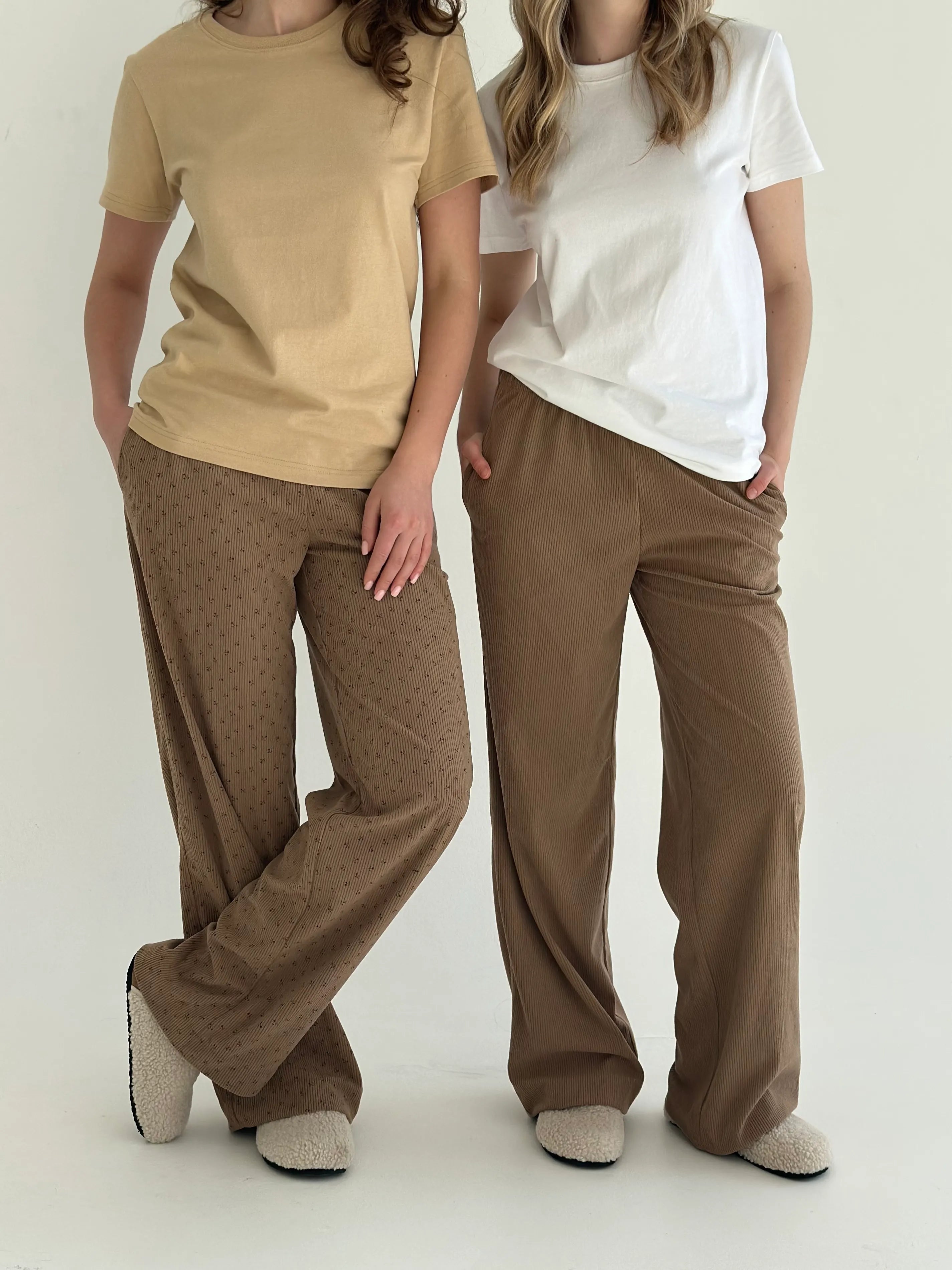 Beige straight corduroy pants