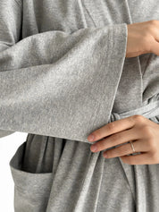 Long gray knit robe