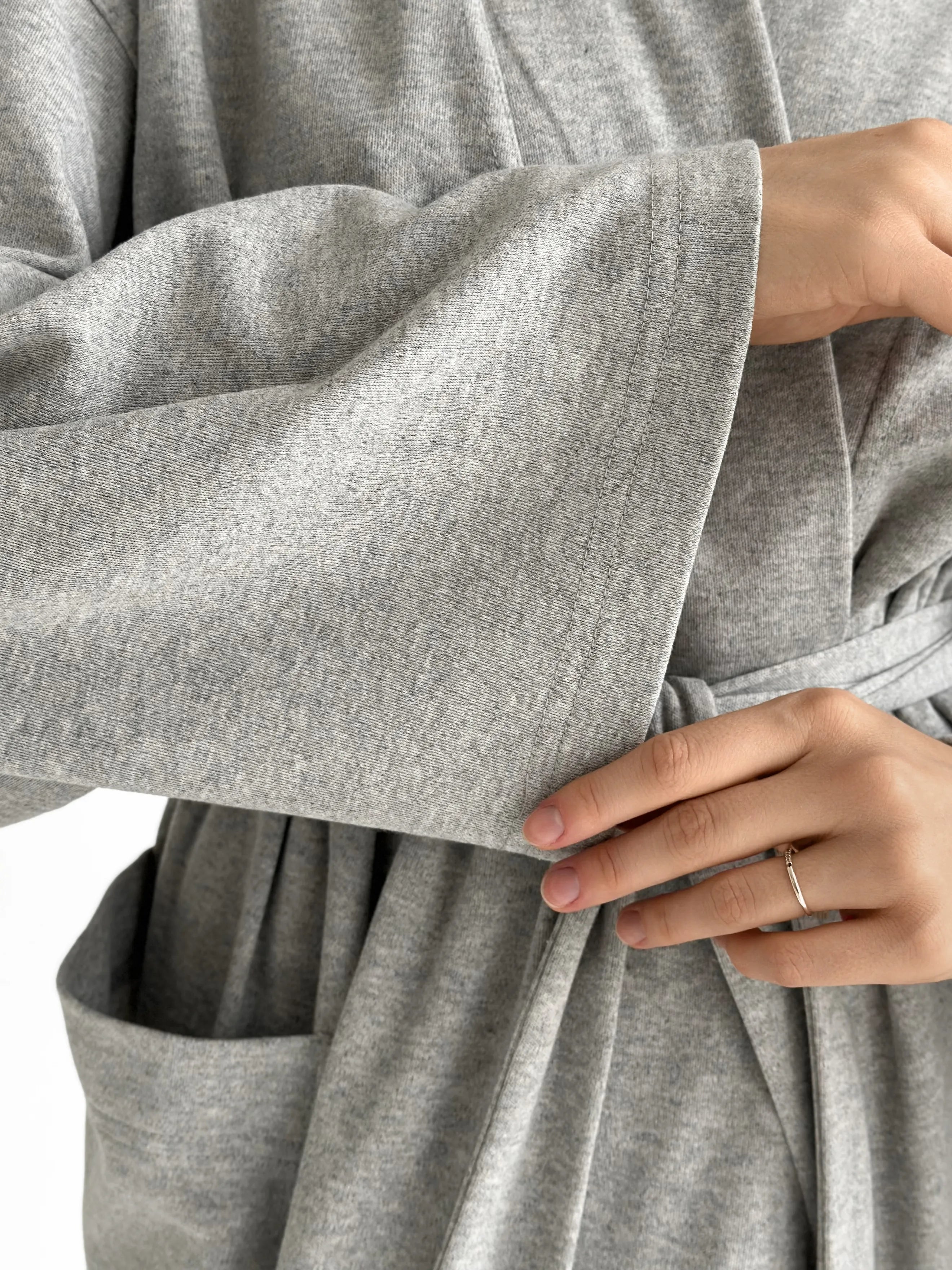 Long gray knit robe