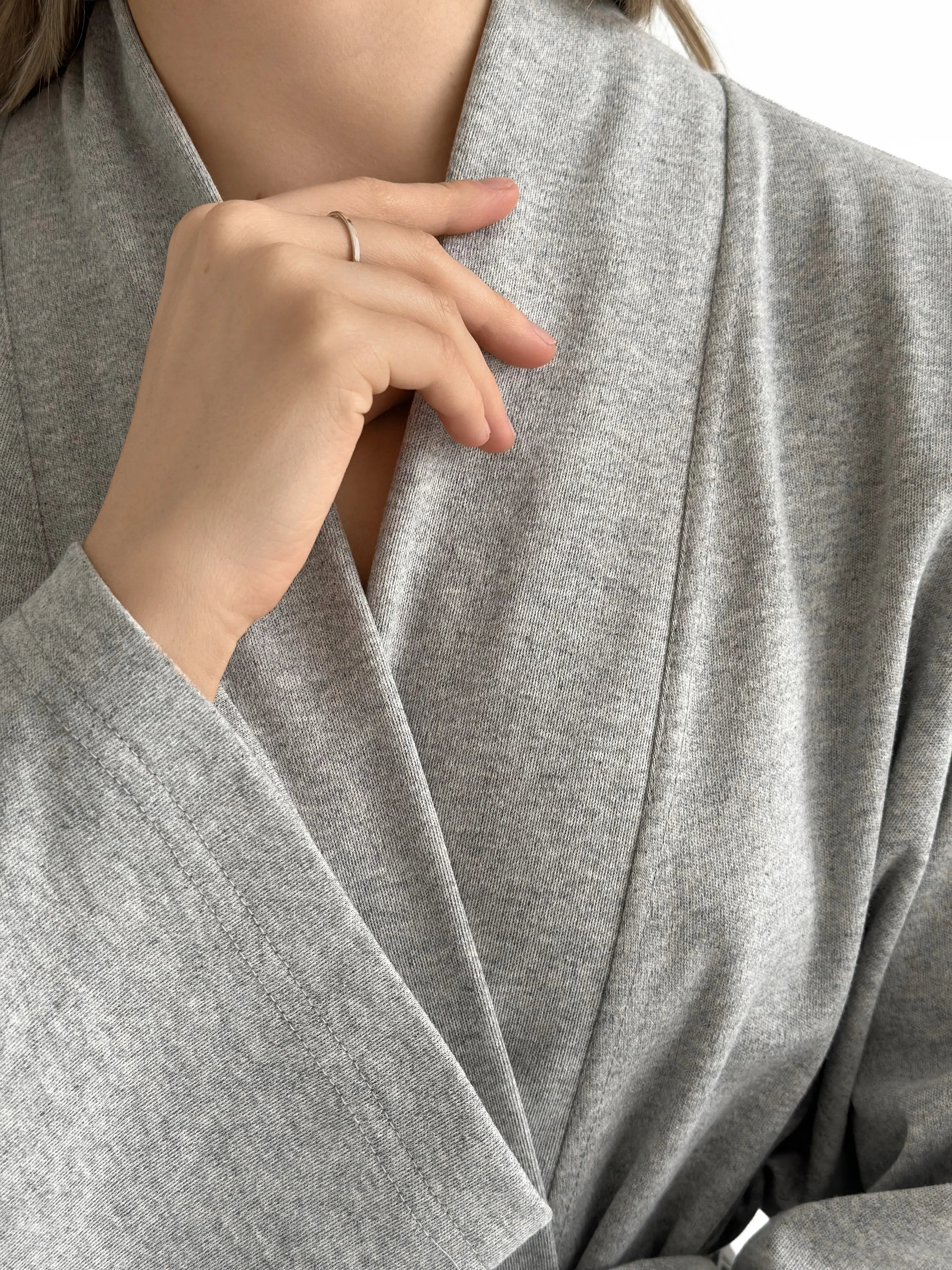 Long gray knit robe