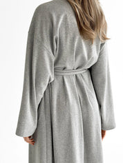 Long gray knit robe