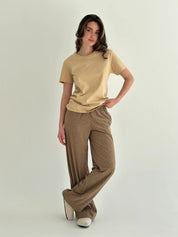 Corduroy straight pants “bud on beige”
