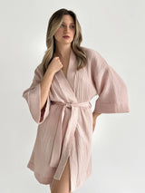 Muslin Kimono Robe short powder 2-layer.