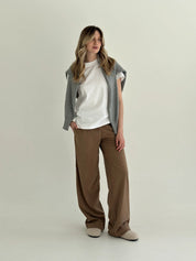 Beige straight corduroy pants