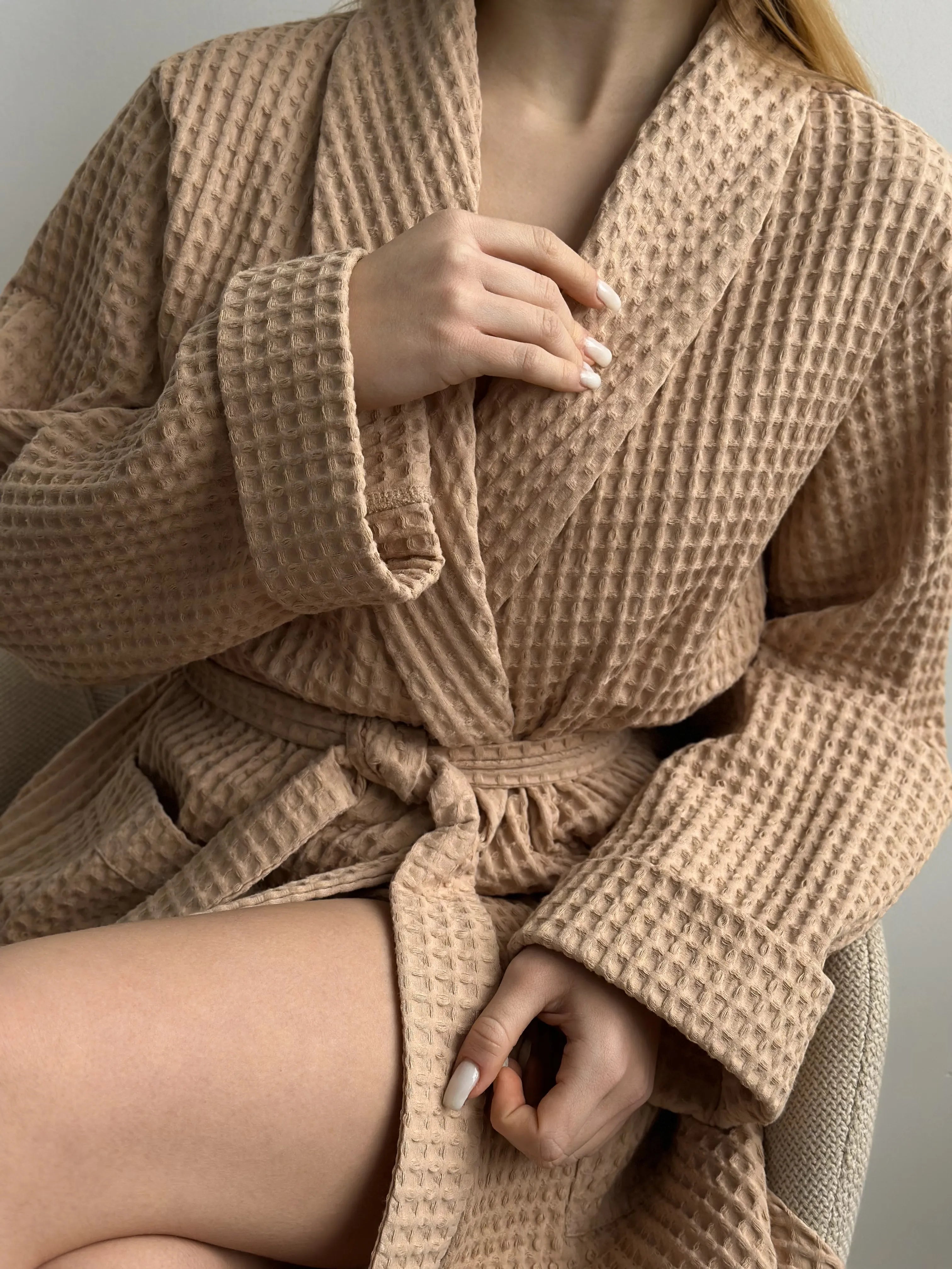 Robe waffle caramel