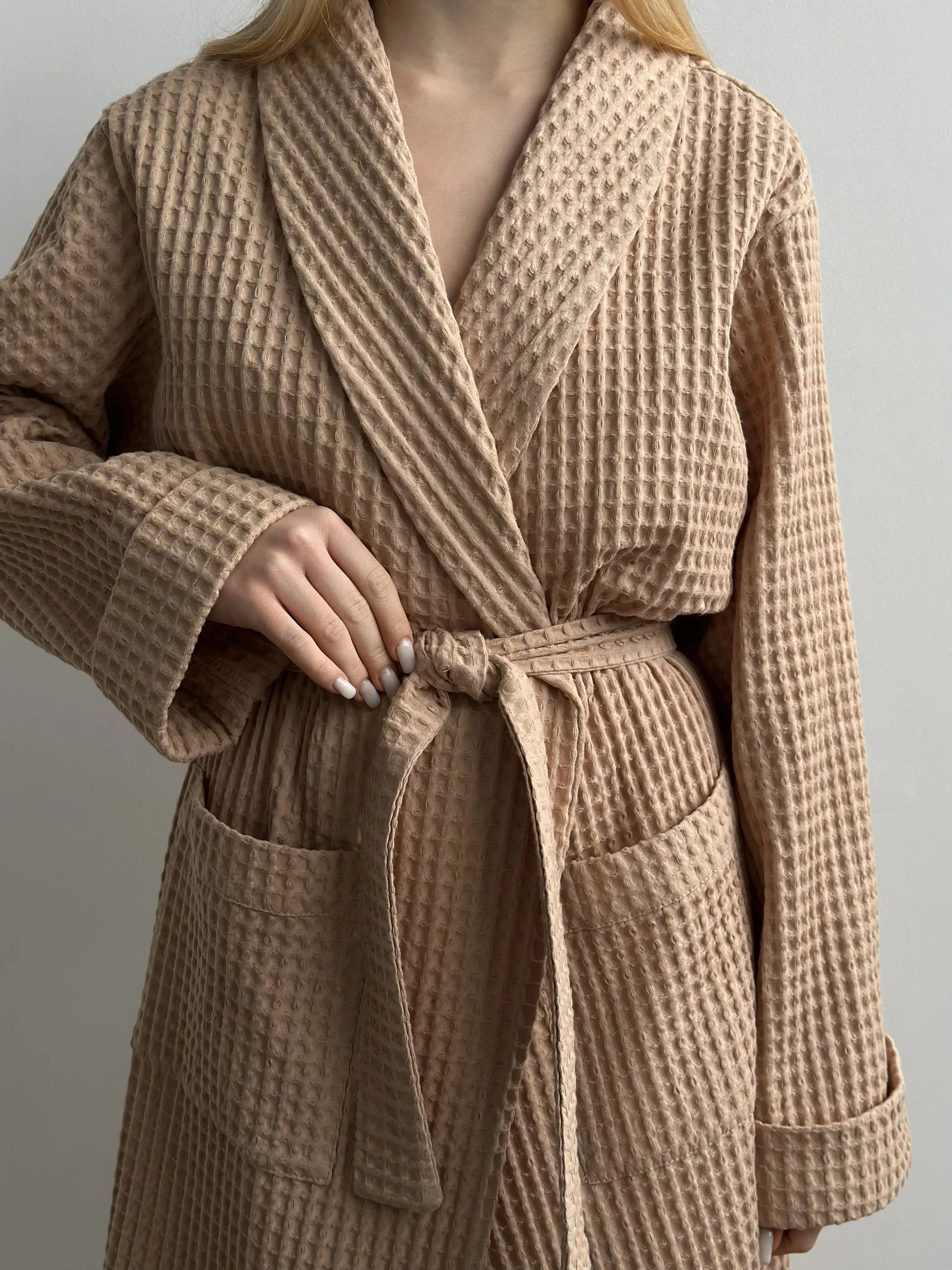 Robe waffle caramel