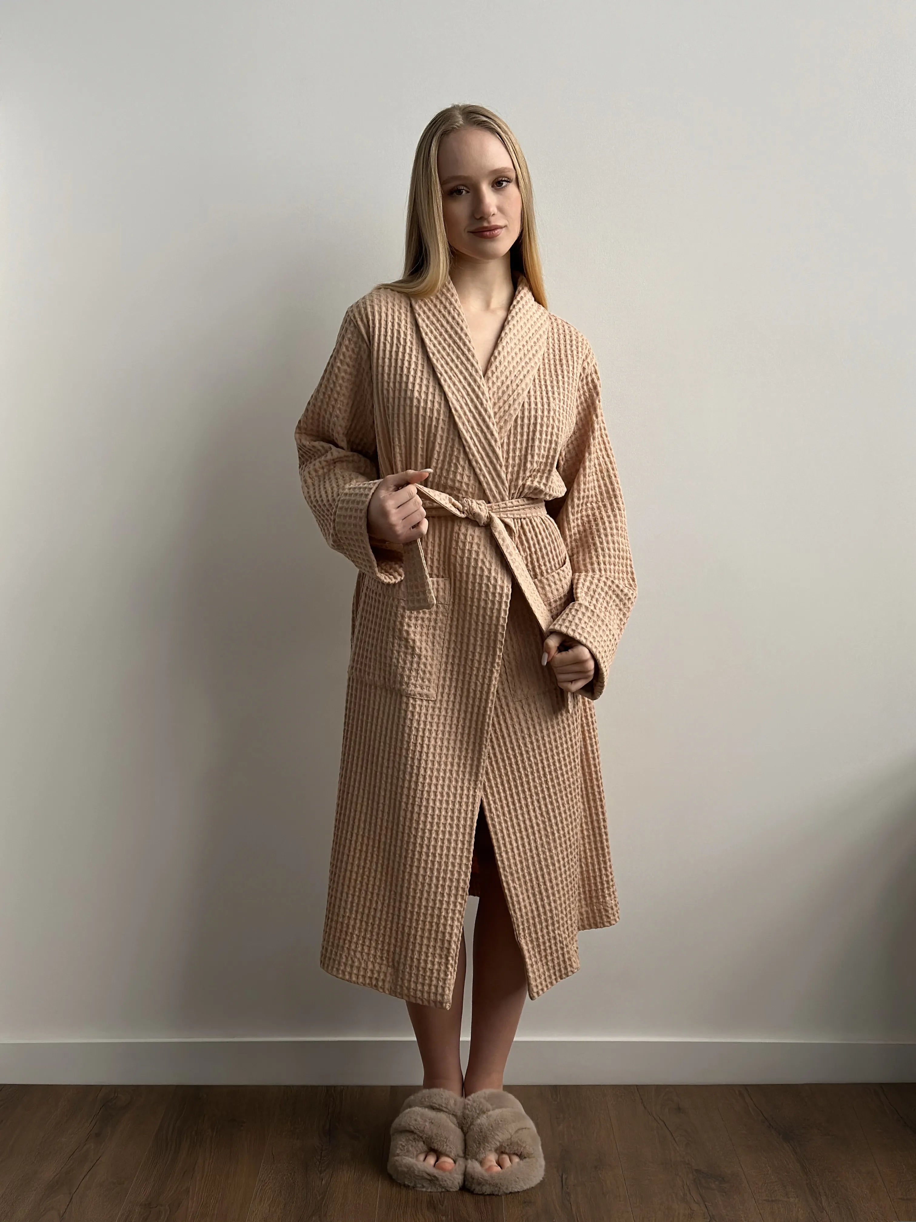 Robe waffle caramel
