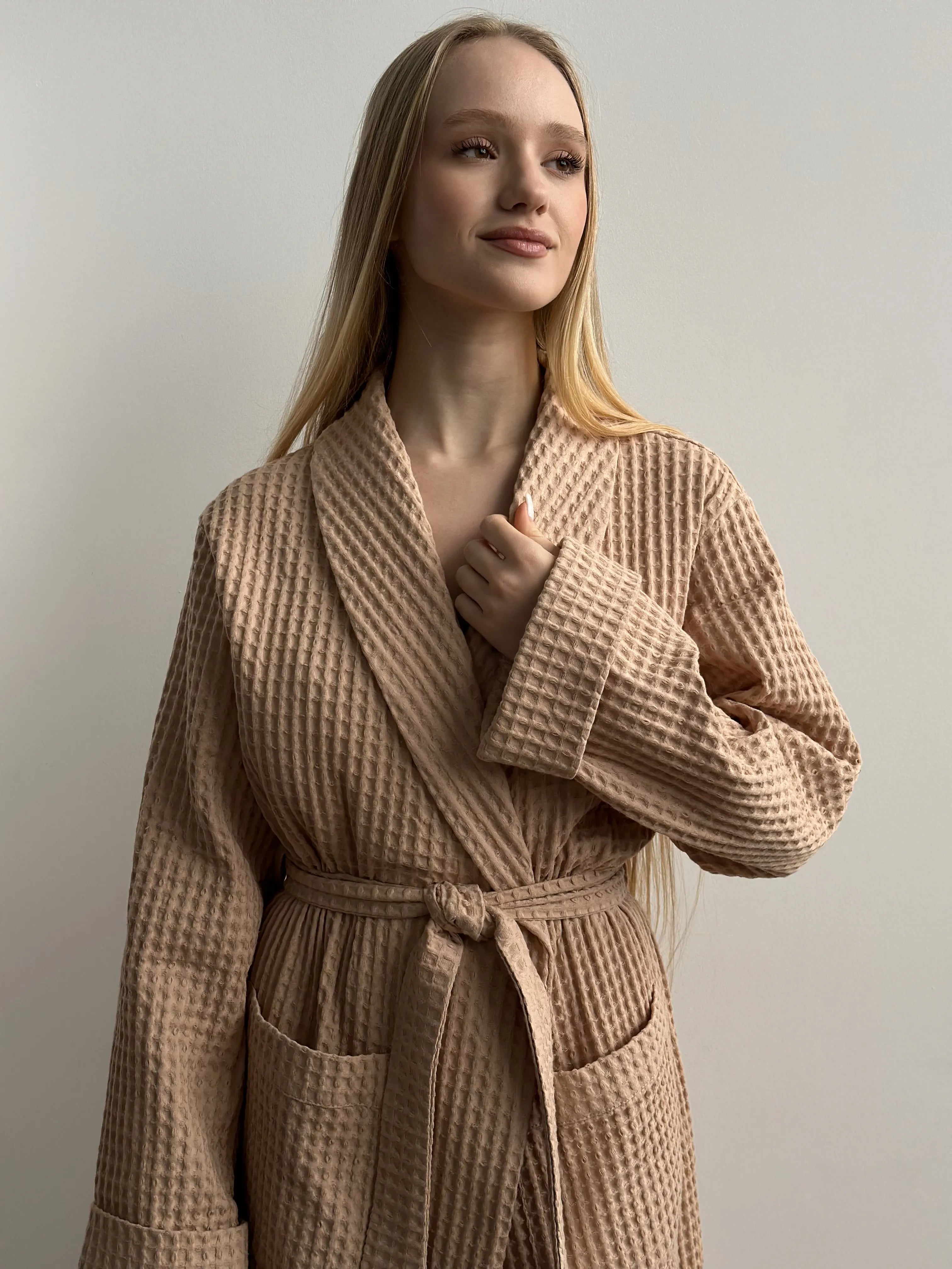 Robe waffle caramel